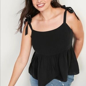 Tie-Shoulder Waist-Defined Swing Cami Blouse for Women